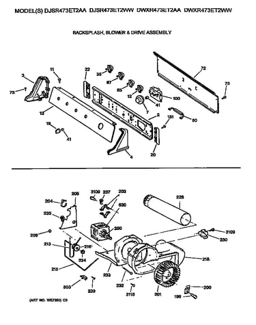 Backsplash, blower & drive assembly