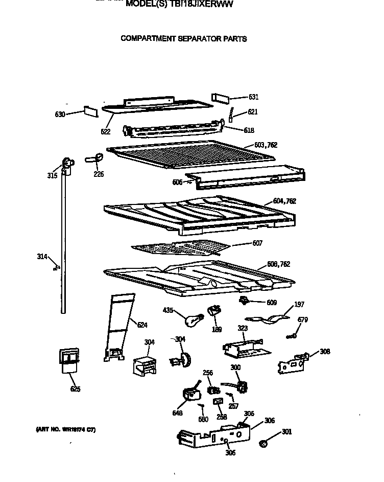 Compartment separator parts