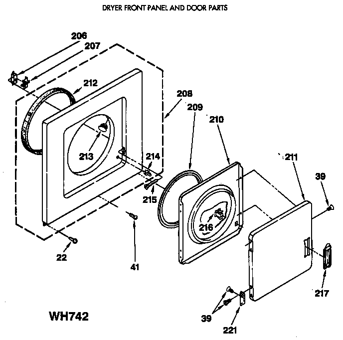 DRYER FRONT PANEL AND DOOR PARTS