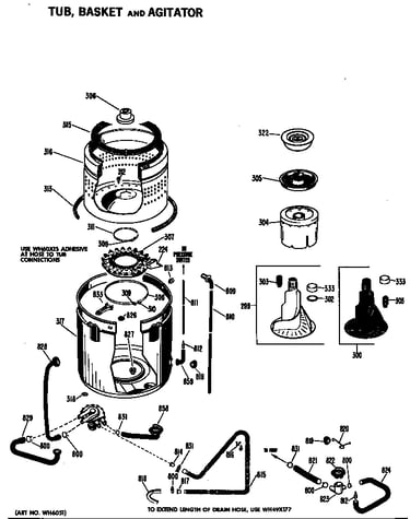 Tub, basket and agitator