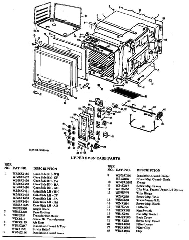 Upper oven case parts