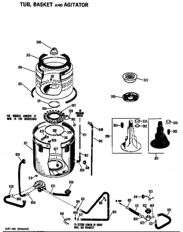 Tub, basket and agitator