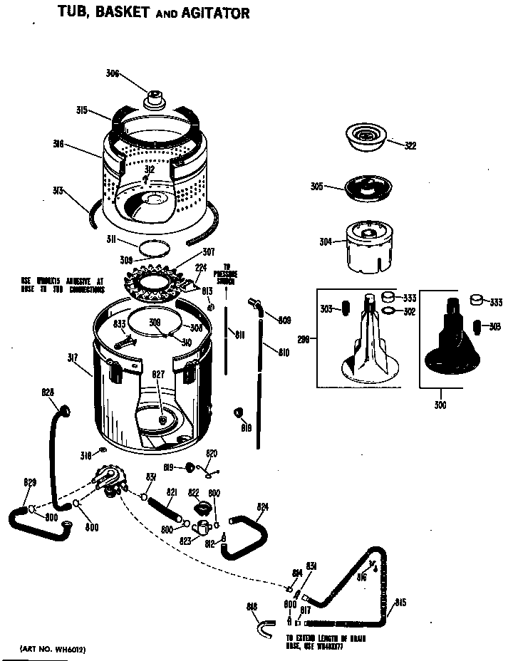 TUB, BASKET AND AGITATOR
