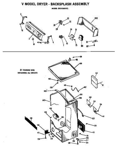 V model dryer - backsplash assembly