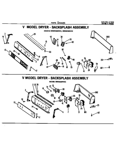 V model dryer - backsplash assembly