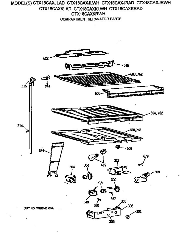 Compartment separator parts