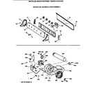 Hotpoint NKXR473GT2WW backsplash, blower & drive assembly diagram