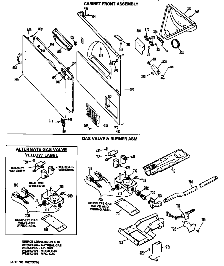 Gas valve & burner asm.