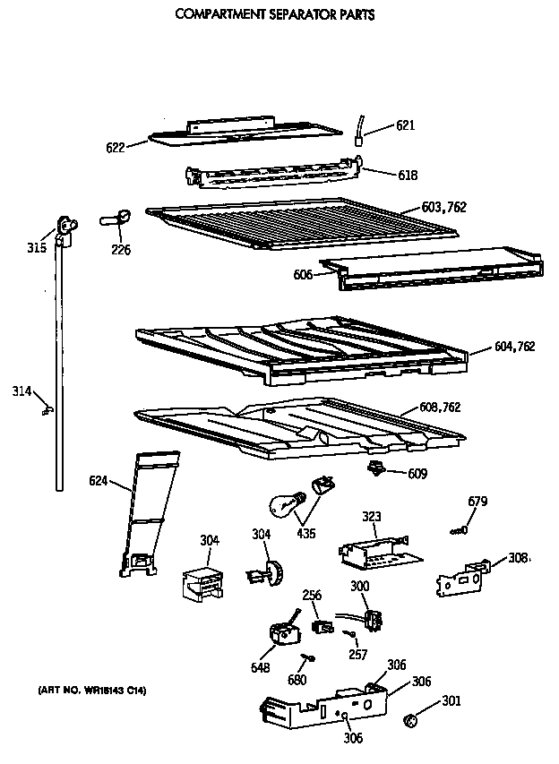 Compartment separator parts