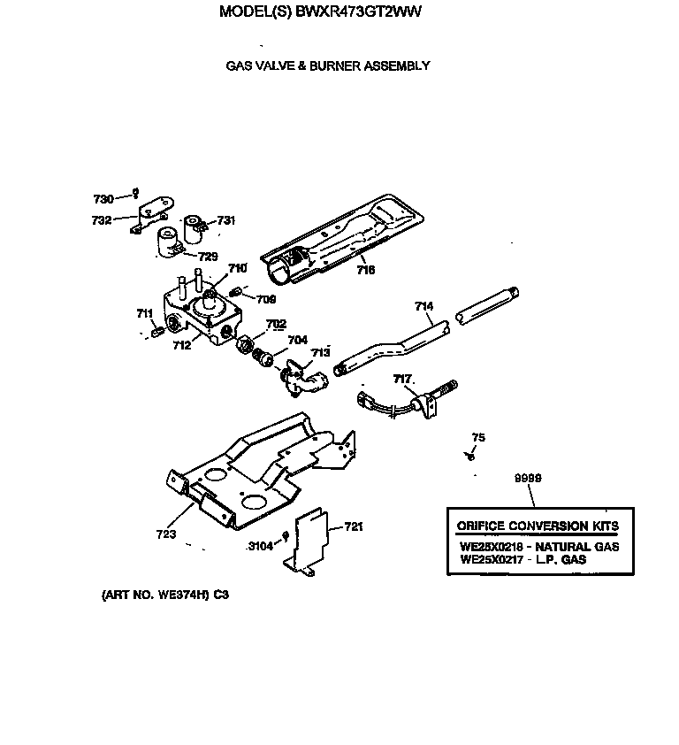 Gas valve & burner assembly