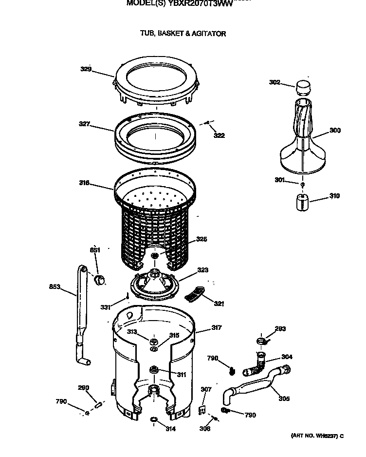 Tub, basket & agitator