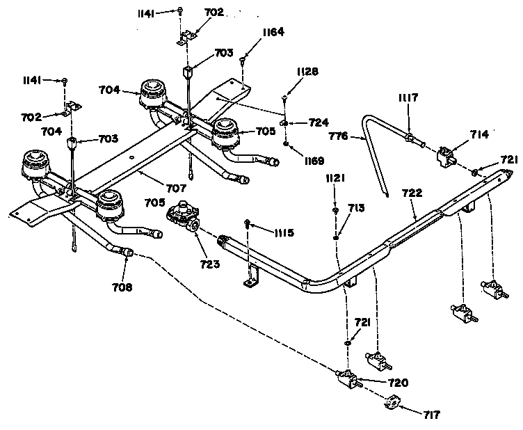 Gas lines/burners