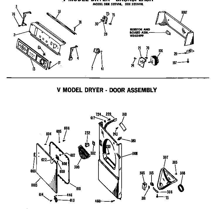 V MODEL DRYER - DOOR ASSEMBLY