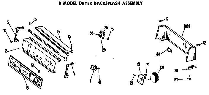 B model dryer backsplash assembly