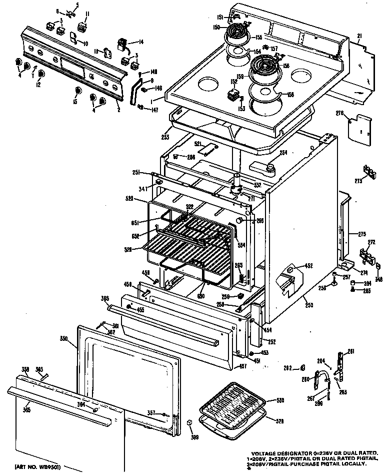 Electric range assembly