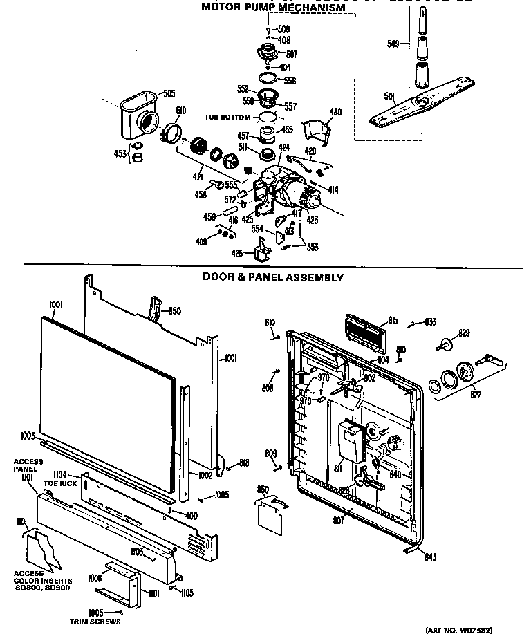 Motor/pump/door assemblies