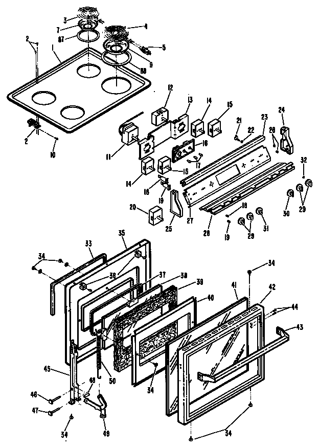 Cooktop/oven door
