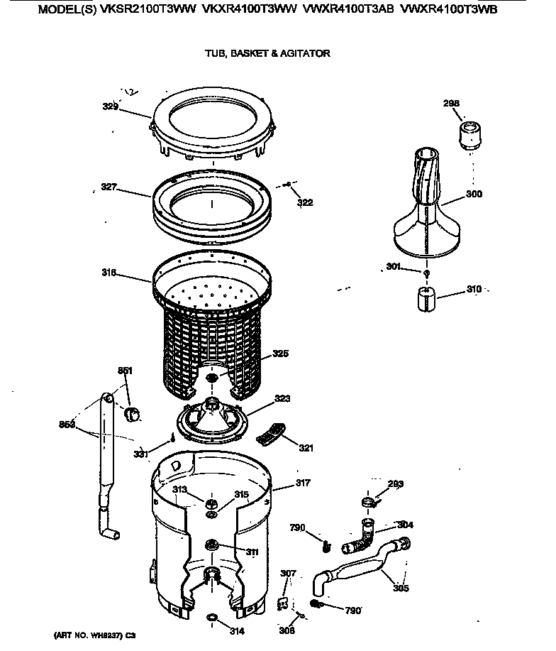 Tub, basket & agitator