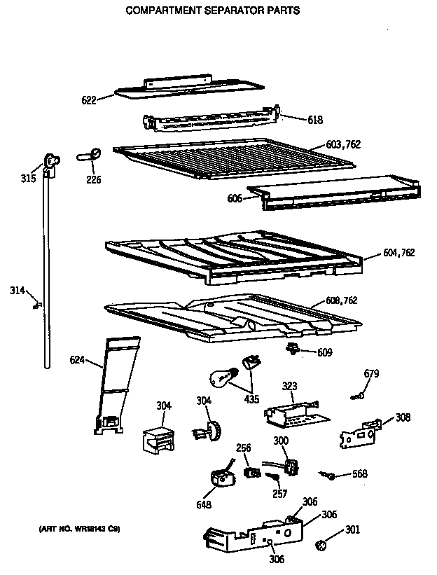 Compartment separator parts