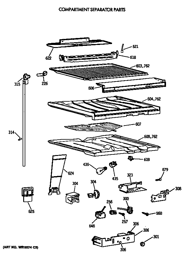 Compartment separator parts