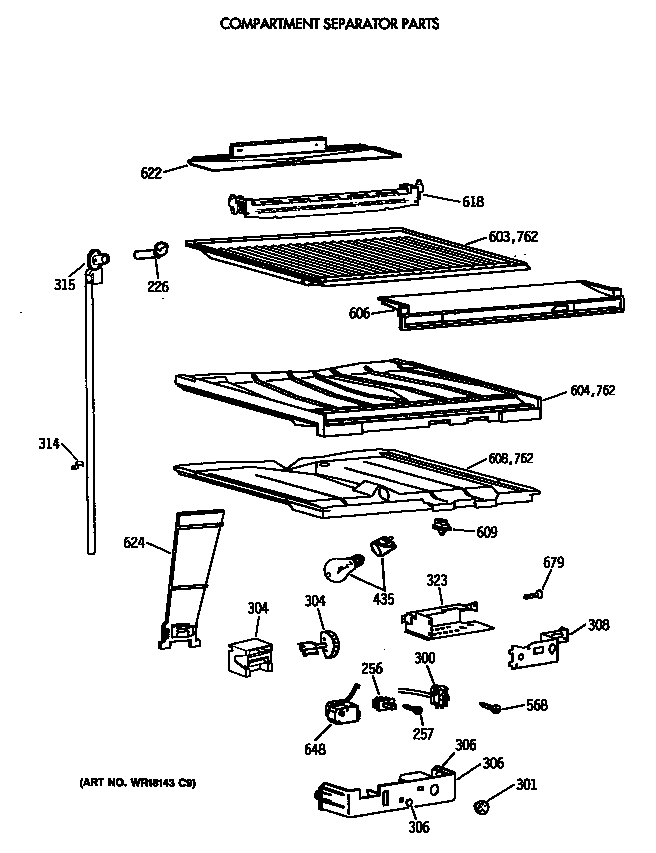 Compartment separator parts
