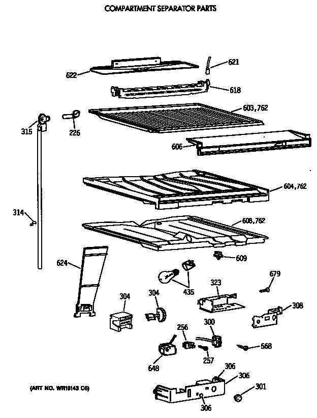 Compartment separator parts