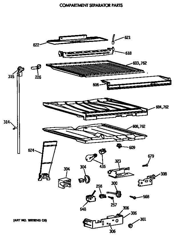 Compartment separator parts