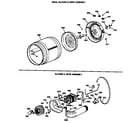 Hotpoint NVLR333ET0AB drum, blower & drive assembly diagram