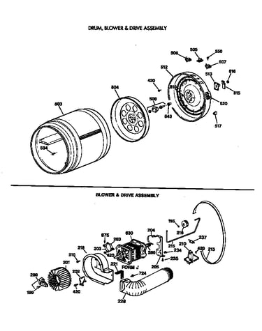Drum, blower & drive assembly