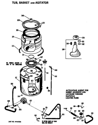 Tub, basket and agitator