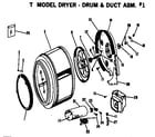 Hotpoint DLL2884TA drum & duct asm. #1 diagram
