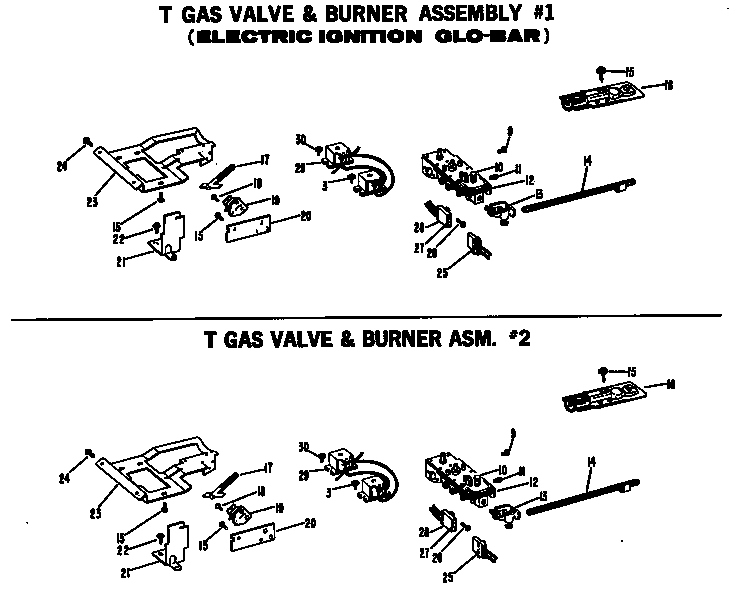 T gas valve & burner asm. #2