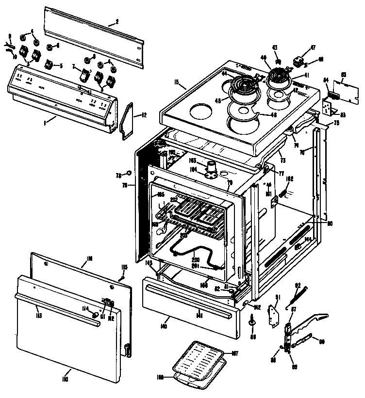 Cooktop/main body/door/controls