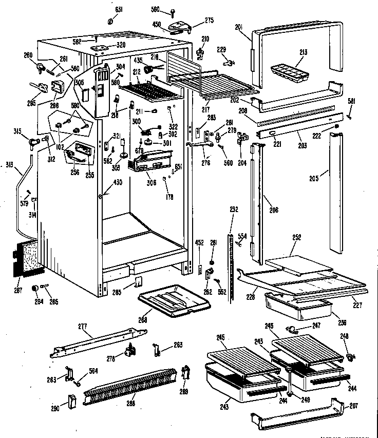 Cabinet and shelves