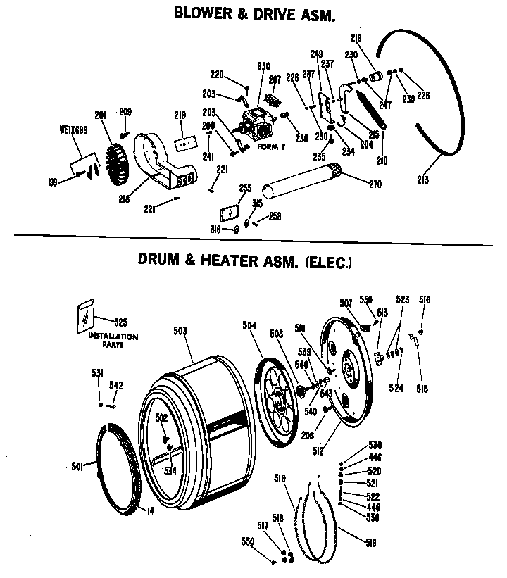 Drum & heater asm. (elec.)