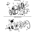 Hotpoint DLL1550BAL blower & drive asm. (gas) diagram