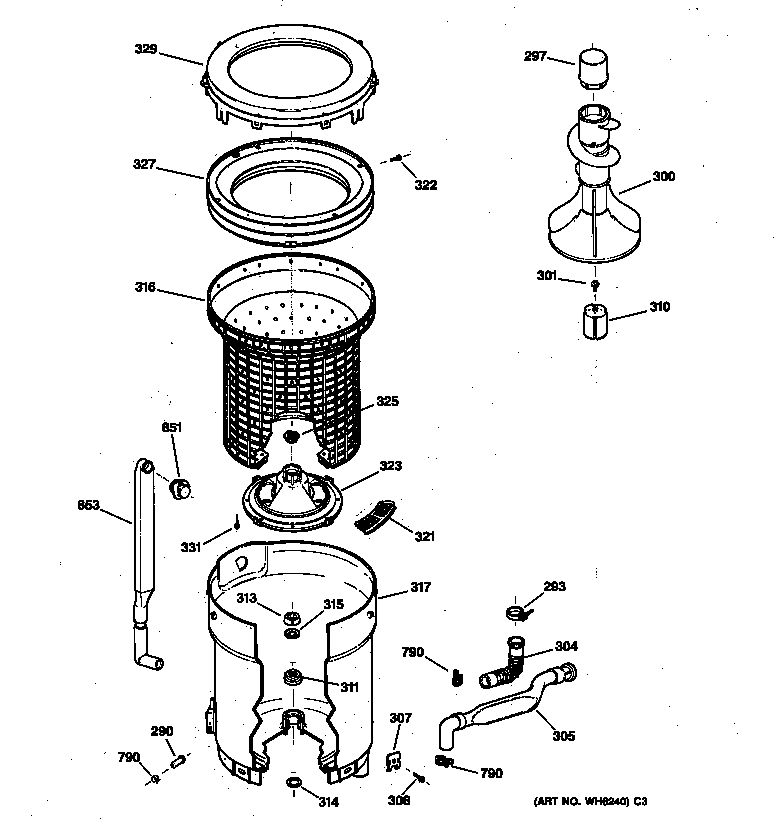 Tub, basket & agitator