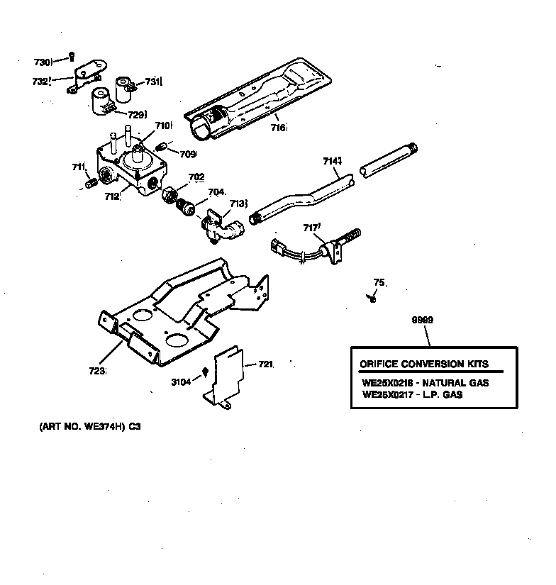Gas valve & burner assembly