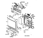 GE GSD4020Y72BB escutcheon & door assembly diagram