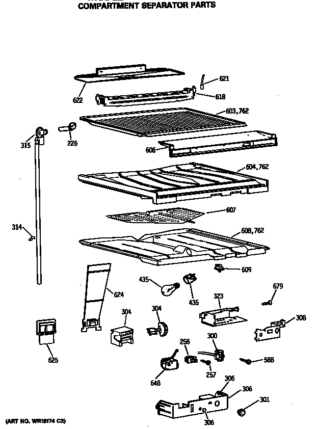 Compartment separator parts
