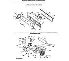GE DDSR475GT0WW backsplash, blower & drive assembly diagram