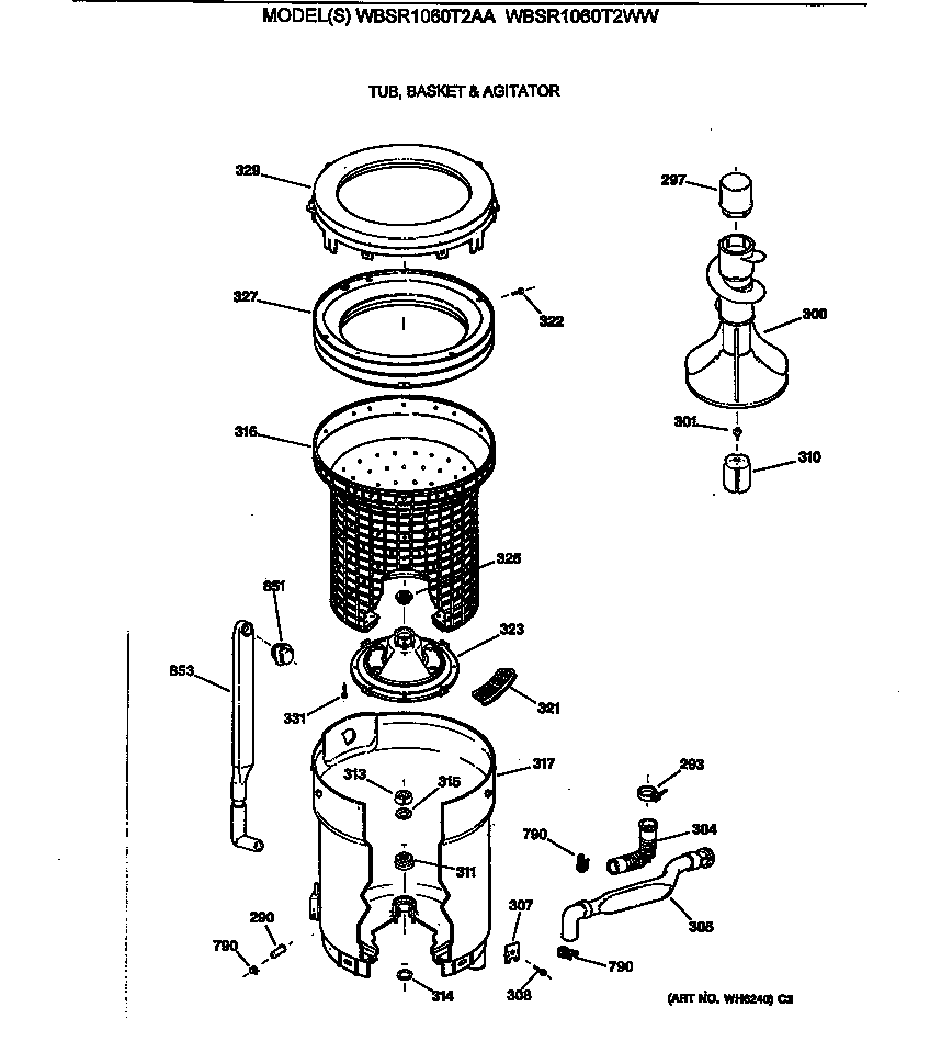 Tub, basket & agitator