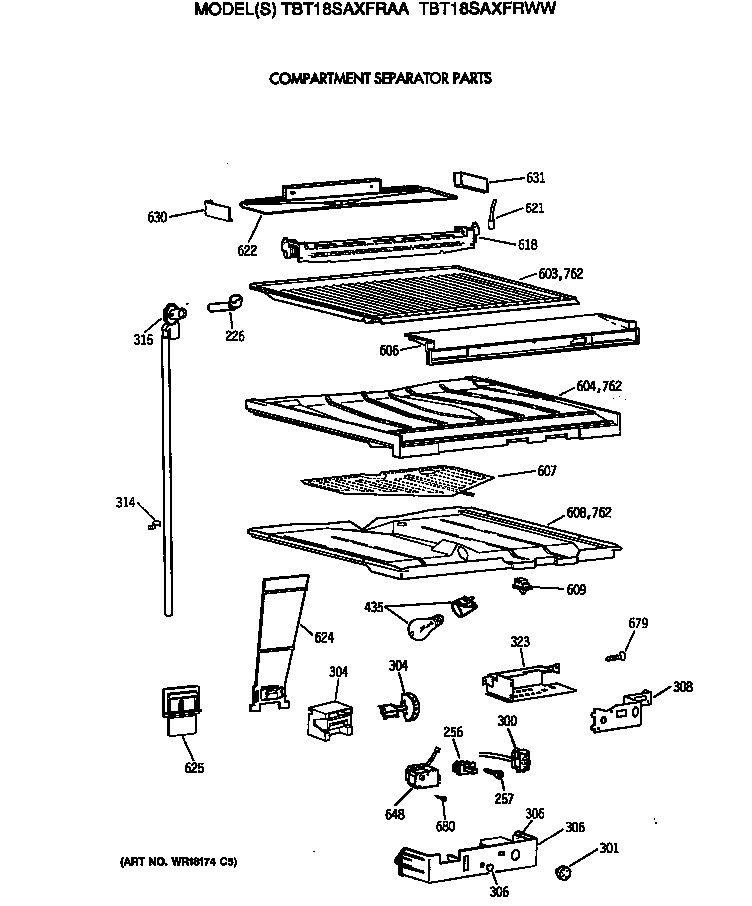 Compartment separator parts