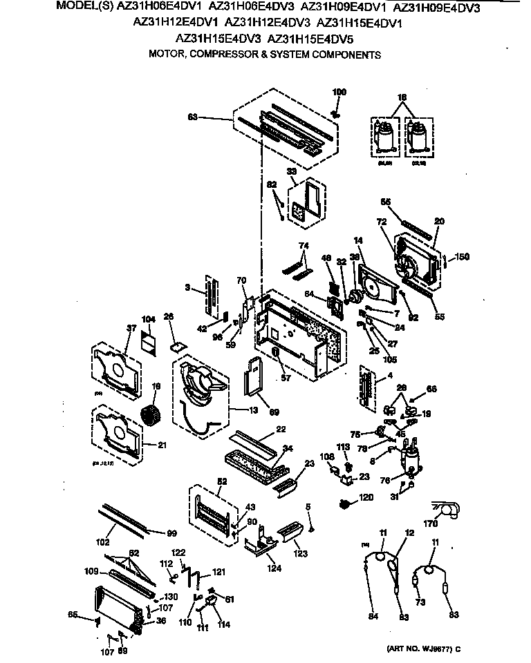 Motor, compressor & system components