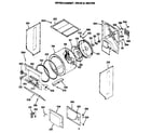 GE WSM2700RBW dryer-cabinet, drum & heater diagram
