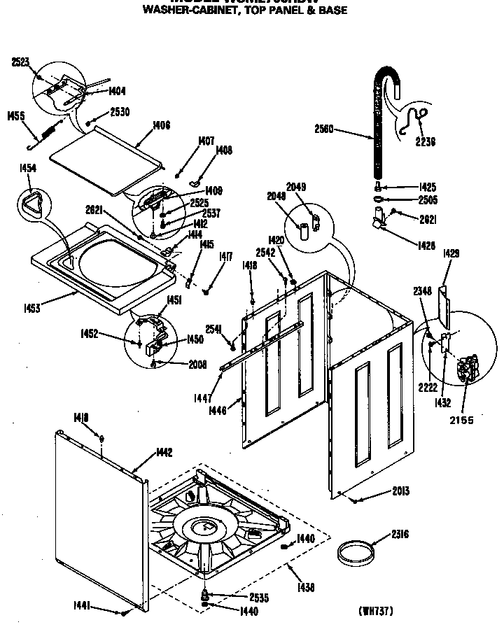 WASHER-CABINET, TOP PANEL & BASE