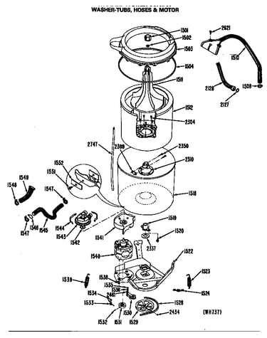 Washer-tubs, hoses & motor