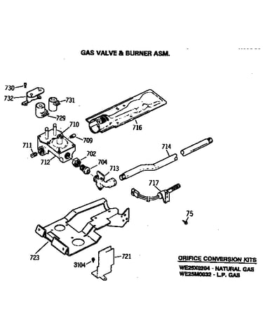 Gas valve & burner asm.