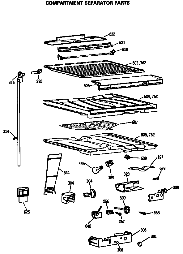Compartment separator parts