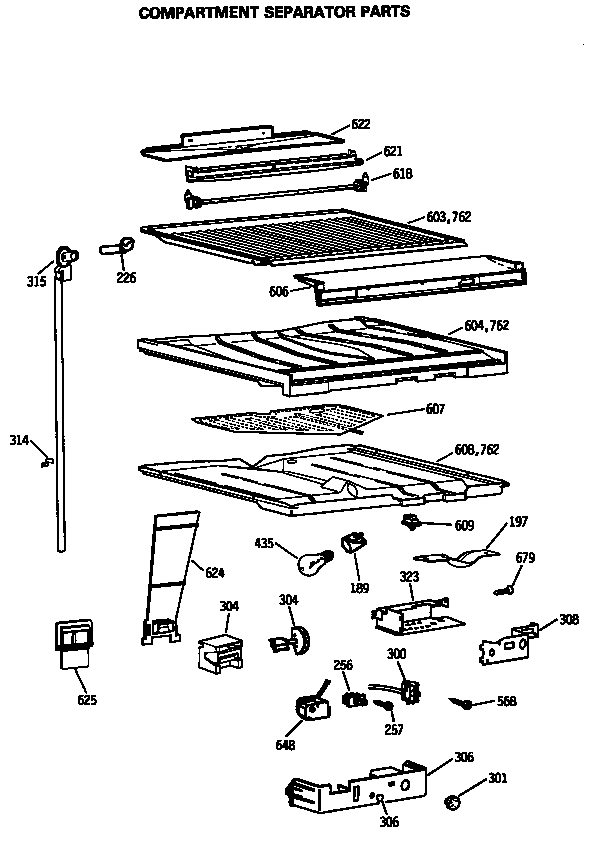 Compartment separator parts